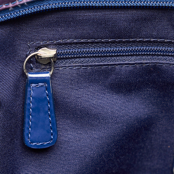 コーチ カラフルトートバッグ ブルー パープル ホワイト ナイロン キャンバス ショルダーバッグ トートバッグ レディース COACH 【中古】