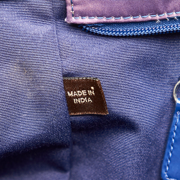 コーチ カラフルトートバッグ ブルー パープル ホワイト ナイロン キャンバス ショルダーバッグ トートバッグ レディース COACH 【中古】