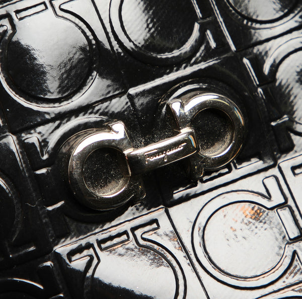 サルヴァトーレフェラガモ ガンチーニ AU-21 B475 ブラック 黒 エナメル レザー トートバッグ レディース Salvatore Ferragamo 中古