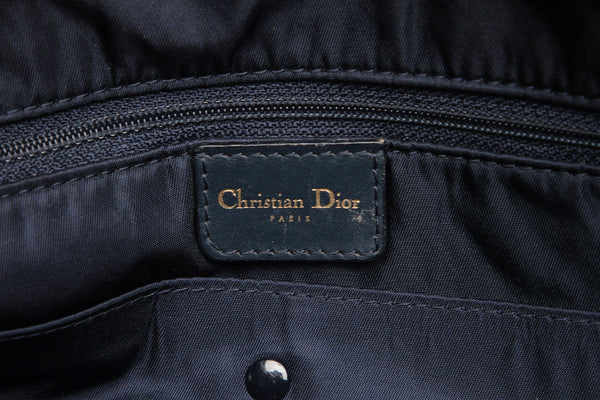 クリスチャンディオール トロッター ネイビー キャンバス レザー ハンドバッグ レディース Christian Dior 中古