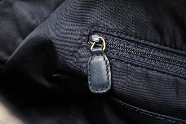 クリスチャンディオール トロッター ネイビー キャンバス レザー ハンドバッグ レディース Christian Dior 中古