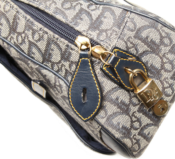 クリスチャンディオール トロッター ネイビー キャンバス レザー ハンドバッグ レディース Christian Dior 中古