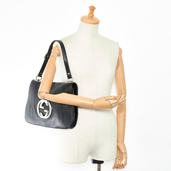 グッチ 115746 ブラック レザー ハンドバッグ レディース GUCCI 【中古】