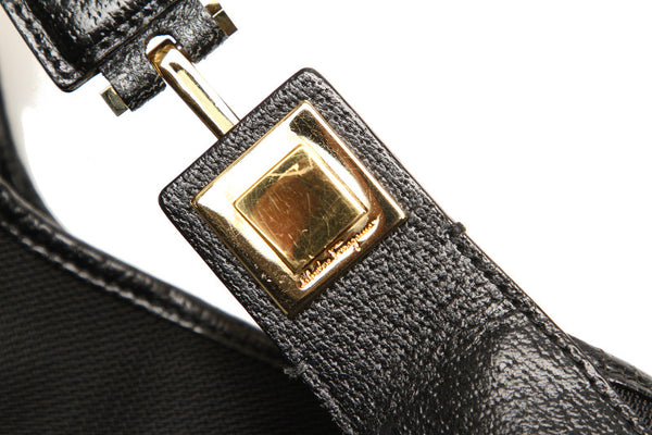 サルヴァトーレフェラガモ BK-21 1899 ブラック キャンバス レザー 肩掛け ショルダーバッグ レディース Salvatore Ferragamo 中古