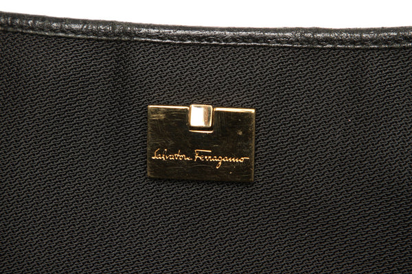 サルヴァトーレフェラガモ BK-21 1899 ブラック キャンバス レザー 肩掛け ショルダーバッグ レディース Salvatore Ferragamo 中古