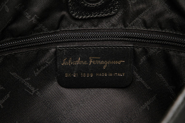 サルヴァトーレフェラガモ BK-21 1899 ブラック キャンバス レザー 肩掛け ショルダーバッグ レディース Salvatore Ferragamo 中古