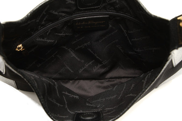 サルヴァトーレフェラガモ BK-21 1899 ブラック キャンバス レザー 肩掛け ショルダーバッグ レディース Salvatore Ferragamo 中古