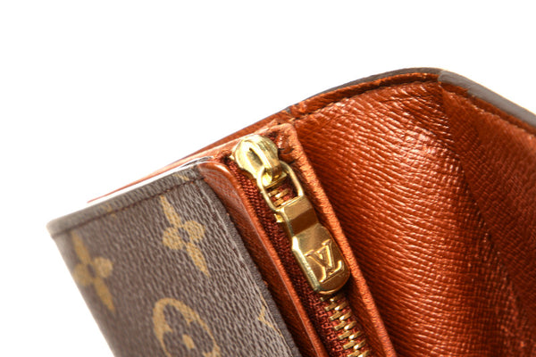 ルイ ヴィトン モノグラム トレゾール M61730 ブラウン PVC レザー 二つ折り財布 レディース LOUIS VUITTON 中古