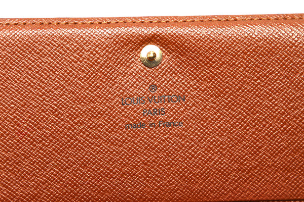 ルイ ヴィトン モノグラム トレゾール M61730 ブラウン PVC レザー 二つ折り財布 レディース LOUIS VUITTON 中古