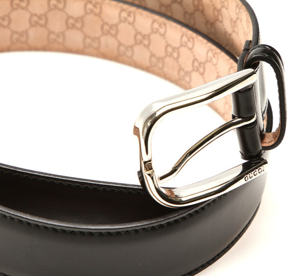 グッチ GG ブラック レザー ベルト ユニセックス GUCCI 中古
