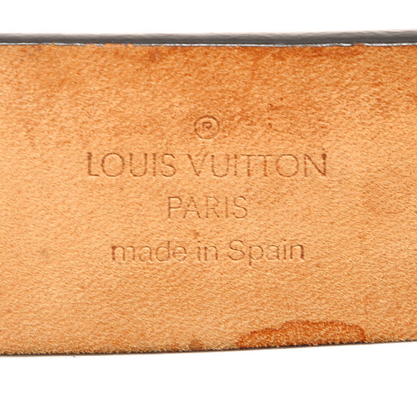 ルイ ヴィトン サンチュール イニシアル ブラック ゴールド レザー ベルト レディース LOUIS VUITTON 中古