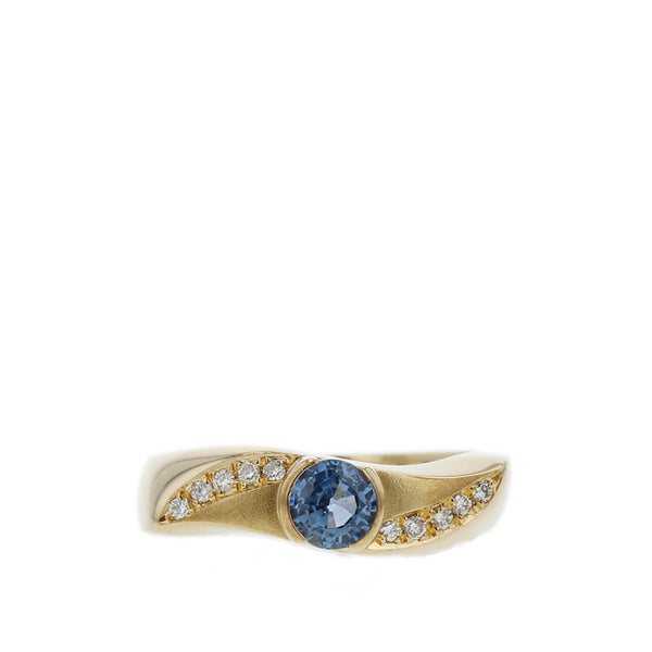 ノーブランド K18 ゴールド サファイア0.63ct ダイヤ0.08ct K18　6.0g リング 指輪 レディース no brand 14.5号 【中古】