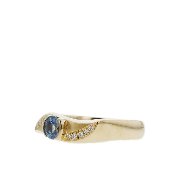 ノーブランド K18 ゴールド サファイア0.63ct ダイヤ0.08ct K18　6.0g リング 指輪 レディース no brand 14.5号 【中古】