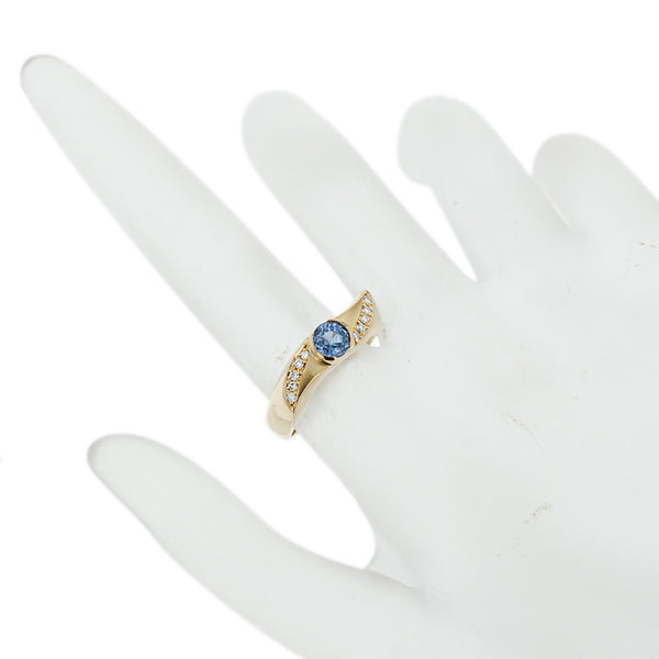 ノーブランド K18 ゴールド サファイア0.63ct ダイヤ0.08ct K18　6.0g リング 指輪 レディース no brand 14.5号 【中古】