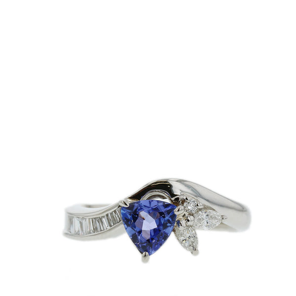 Pt900 プラチナ タンザナイト0.70ct ダイヤ0.32ct リング 指輪 レディース 12.5号 【中古】