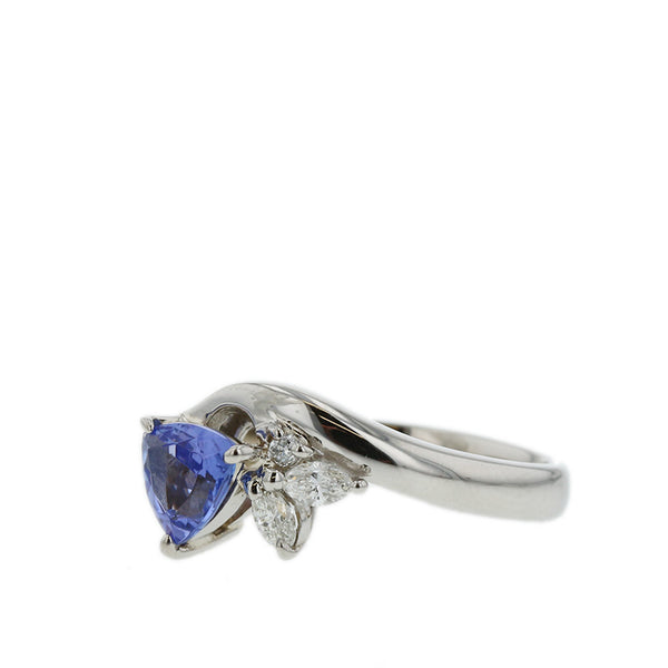 Pt900 プラチナ タンザナイト0.70ct ダイヤ0.32ct リング 指輪 レディース 12.5号 【中古】