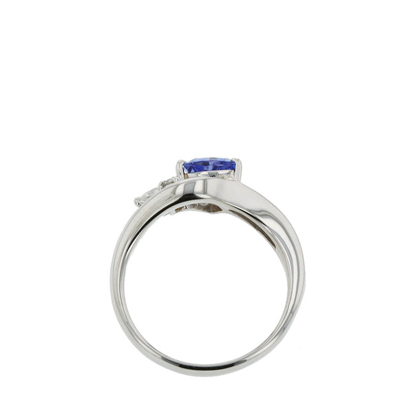 Pt900 プラチナ タンザナイト0.70ct ダイヤ0.32ct リング 指輪 レディース 12.5号 【中古】