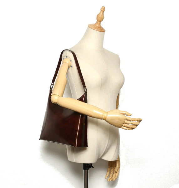 サルヴァトーレフェラガモ AF-21 9729 ブラウン パテントレザー 肩掛け ショルダーバッグ レディース Salvatore Ferragamo 中古