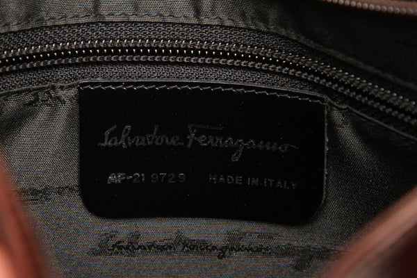 サルヴァトーレフェラガモ AF-21 9729 ブラウン パテントレザー 肩掛け ショルダーバッグ レディース Salvatore Ferragamo 中古