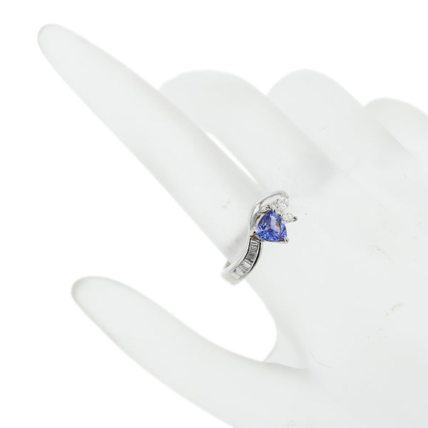Pt900 プラチナ タンザナイト0.70ct ダイヤ0.32ct リング 指輪 レディース 12.5号 【中古】