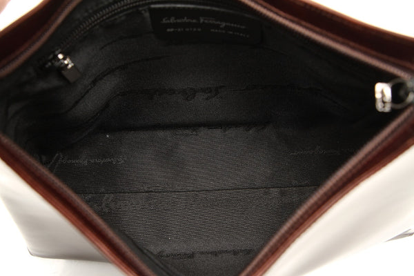 サルヴァトーレフェラガモ AF-21 9729 ブラウン パテントレザー 肩掛け ショルダーバッグ レディース Salvatore Ferragamo 中古