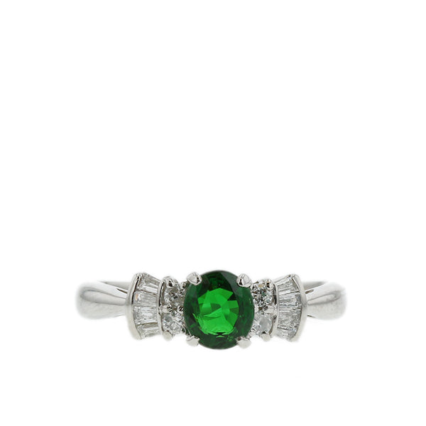 Pt900 プラチナ グロッシュラライトガーネット0.75ct ダイヤ0.24ct リング 指輪 レディース 12号 【中古】