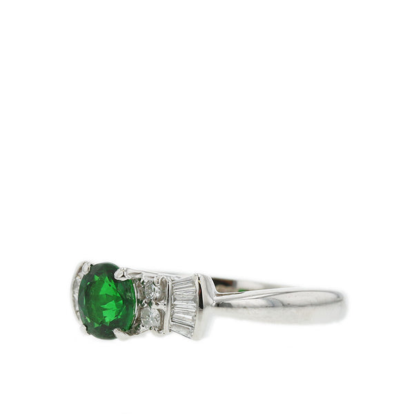 Pt900 プラチナ グロッシュラライトガーネット0.75ct ダイヤ0.24ct リング 指輪 レディース 12号 【中古】