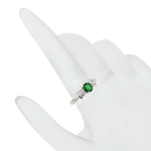 Pt900 プラチナ グロッシュラライトガーネット0.75ct ダイヤ0.24ct リング 指輪 レディース 12号 【中古】