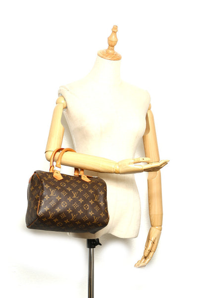 ルイ ヴィトン モノグラム スピーディ25 M41528 ブラウン PVC レザー ボストンバッグ レディース LOUIS VUITTON 中古
