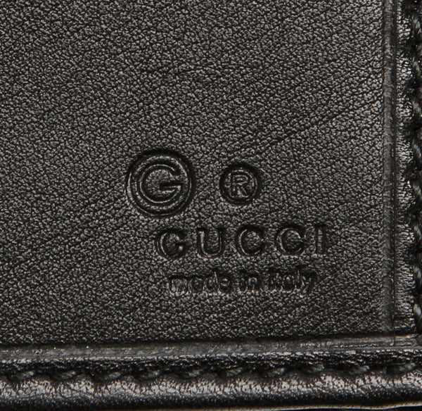 グッチ マイクロGGシマ 449393 ブラック レザー 長財布 レディース GUCCI 中古