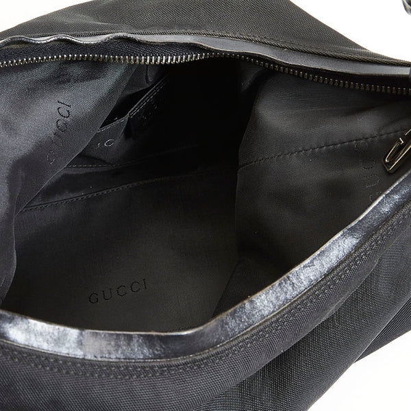 グッチ 000・0602 ブラック ナイロン レザー ショルダーバッグ レディース GUCCI 【中古】