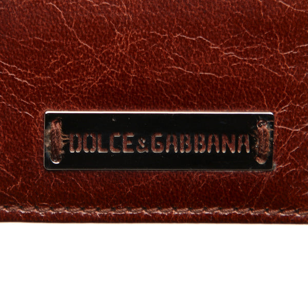 ドルチェアンドガッバーナ ブラウン レザー パスポートケース レディース DOLCE&GABBANA 中古
