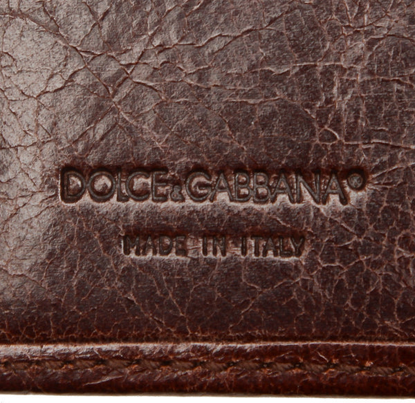 ドルチェアンドガッバーナ ブラウン レザー パスポートケース レディース DOLCE&GABBANA 中古