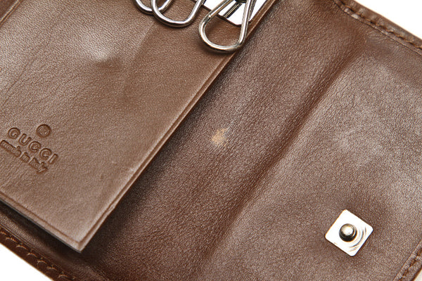 グッチ GGキャンバス 04565・3731・ ブラウン 茶 レザー キーケース ユニセックス GUCCI 中古