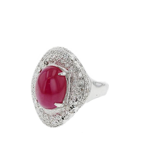 750 ルビー6.90ct ダイヤ0.76ct K18　ルビー　リング　１０g リング 指輪 レディース 10号 【中古】