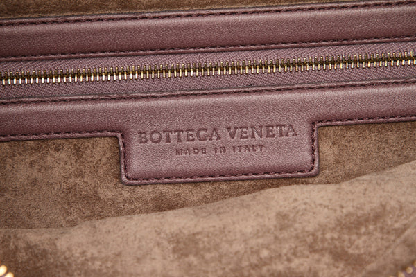 ボッテガヴェネタ イントレチャート パープル  レザー ハンドバッグ レディース BOTTEGAVENETA 中古