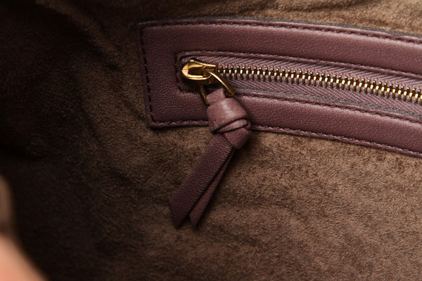 ボッテガヴェネタ イントレチャート パープル  レザー ハンドバッグ レディース BOTTEGAVENETA 中古