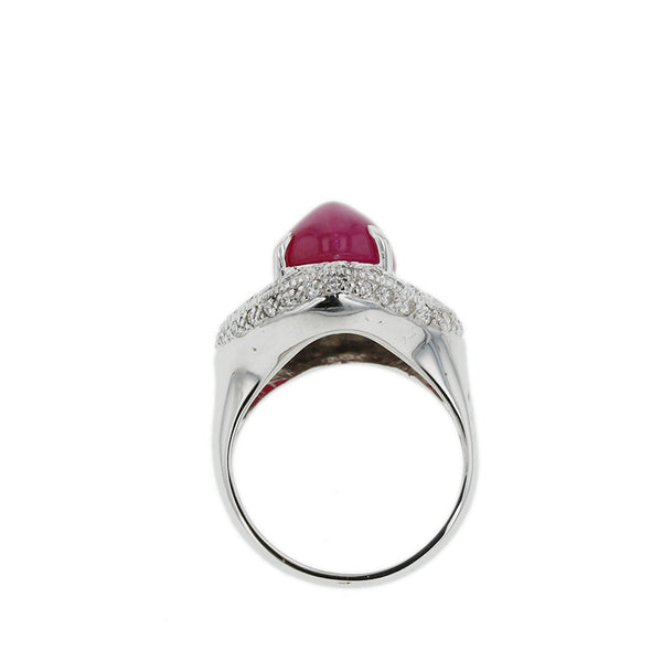 750 ルビー6.90ct ダイヤ0.76ct K18　ルビー　リング　１０g リング 指輪 レディース 10号 【中古】