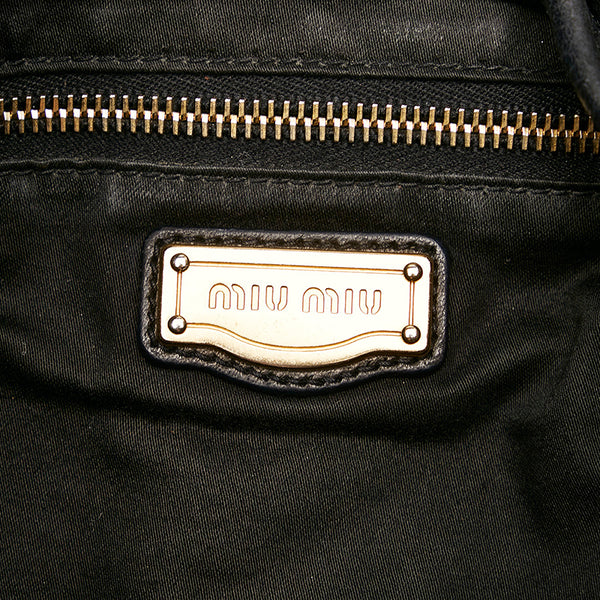 ミュウミュウ マテラッセ ハンドバッグ ショルダーバッグ 2way ブラック レザー レディース MIUMIU 【中古】