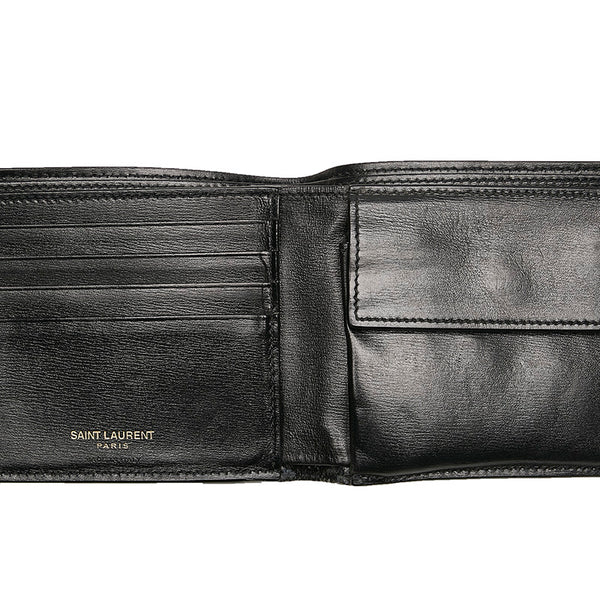 サンローラン 二つ折り財布 ブラック レザー メンズ SAINT LAURENT 【中古】