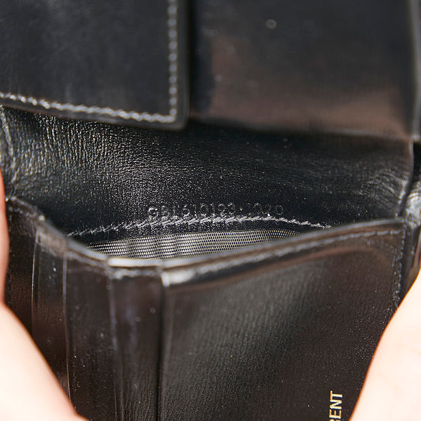 サンローラン 二つ折り財布 ブラック レザー メンズ SAINT LAURENT 【中古】