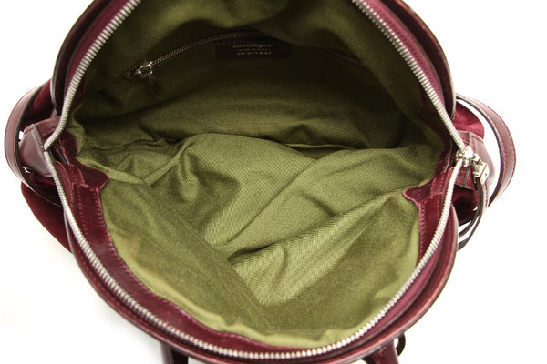 サルヴァトーレフェラガモ ガンチーニ AQ-21 5837 パープル スウェード レザー ハンドバッグ レディース Salvatore Ferragamo 【中古】