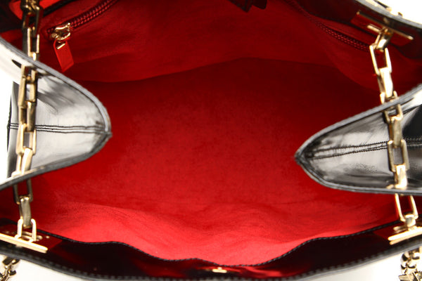 サルヴァトーレフェラガモ AU-21-1891 ブラック パテントレザー チェーン ショルダーバッグ レディース Salvatore Ferragamo 中古