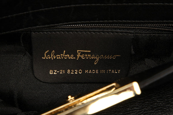 サルヴァトーレフェラガモ BZ-21 8220 ブラック レザー ハンドバッグ レディース Salvatore Ferragamo 中古