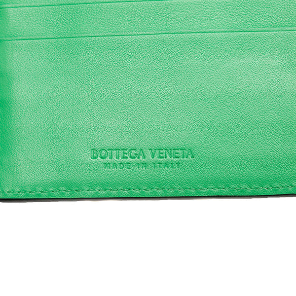ボッテガヴェネタ イントレチャート 二つ折り財布 ブラック グリーン カーフ メンズ BOTTEGAVENETA 【中古】