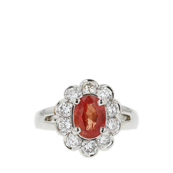 Pt900 プラチナ オレンジサファイア1.71ct ダイヤ1.01ct リング 指輪 レディース 11号 【中古】