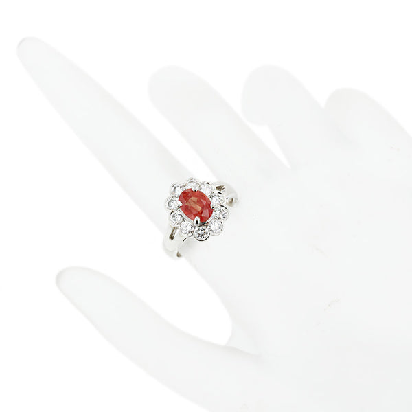 Pt900 プラチナ オレンジサファイア1.71ct ダイヤ1.01ct リング 指輪 レディース 11号 【中古】