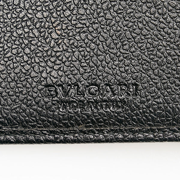 ブルガリ ブラック レザー 二つ折り財布 メンズ BVLGARI 【中古】
