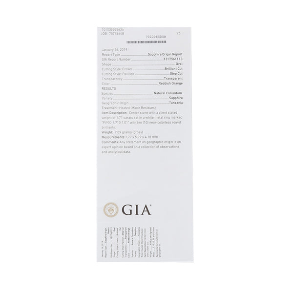 Pt900 プラチナ オレンジサファイア1.71ct ダイヤ1.01ct リング 指輪 レディース 11号 【中古】
