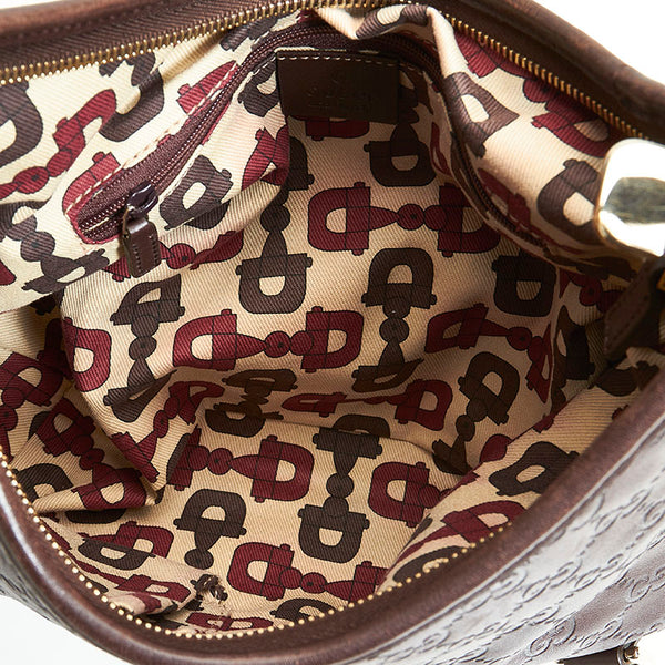 グッチ グッチシマ 130738 ブラウン レザー ハンドバッグ レディース GUCCI 【中古】